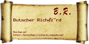 Butscher Richárd névjegykártya
